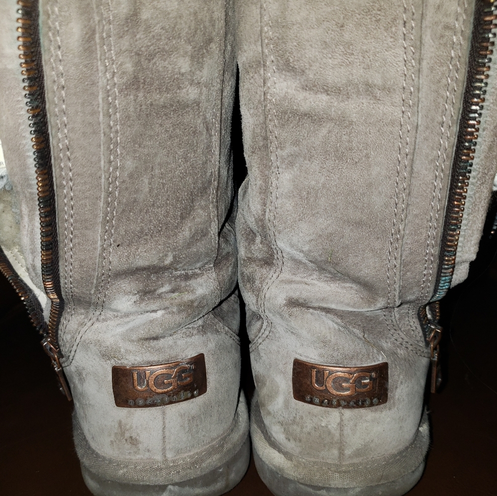 Grey Zip Up Ugg Boots